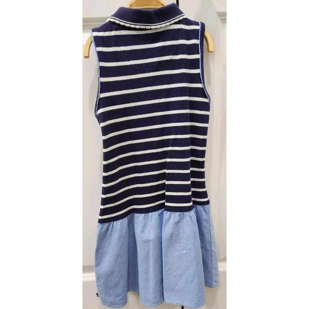 Nautica Girls Sleeveless Sailor Stripe Blue with collar‎ dress Size 6X
